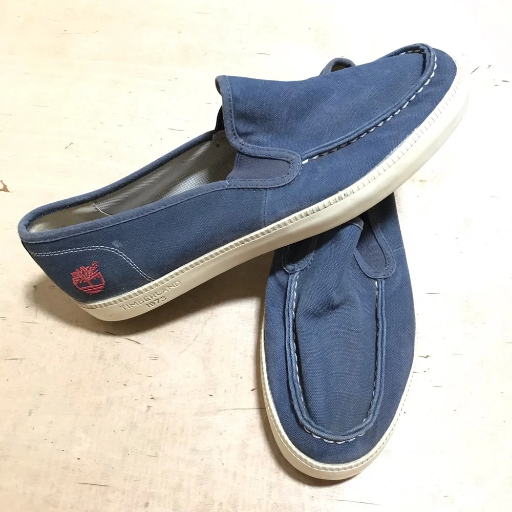 Timberland 1973 Men’s Blue Canvas Slip-On Loafers Size 10.5